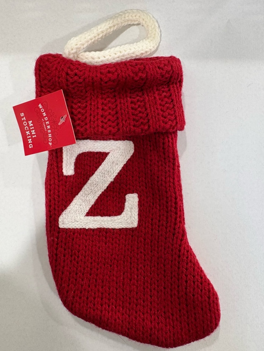 Letter Z Mini Wondershop Target Christmas Stocking Red Knit NEW